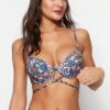 Trendyol virágmintás balconette nyakkendős bikini felső