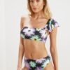 Trendyol virágmintás magas derék bikini alsó