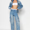 Trendyol x Sagaza Studio Blue rugalmas részlet és farmer viselése