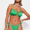 Trendyol zöld pánt nélküli kivágott / ablak bikini felső