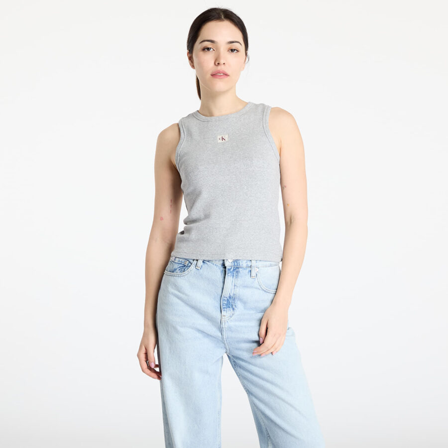 Trikó Calvin Klein Jeans A - Woven Label 2X2 Tank Top Gray XS-alacsony-ár
