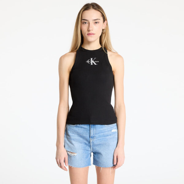 Trikó Calvin Klein Jeans Monologo Rib Tank Top Black XS-alacsony-ár