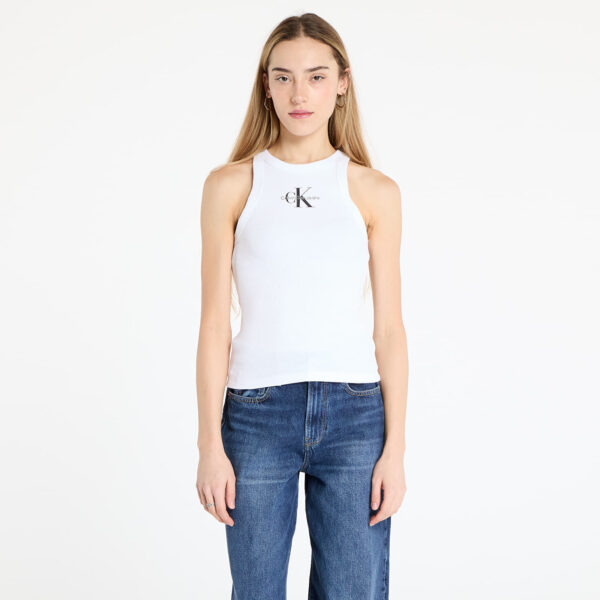 Trikó Calvin Klein Jeans Monologo Rib Tank Top White L-alacsony-ár