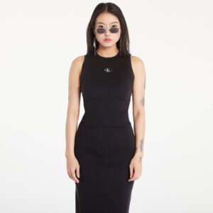 Trikó Calvin Klein Jeans Slim Ribbed Lyocell Tank Top Black L-alacsony-ár