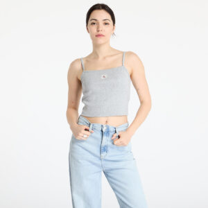 Trikó Calvin Klein Jeans Woven Label Rib Crop Gray S-alacsony-ár