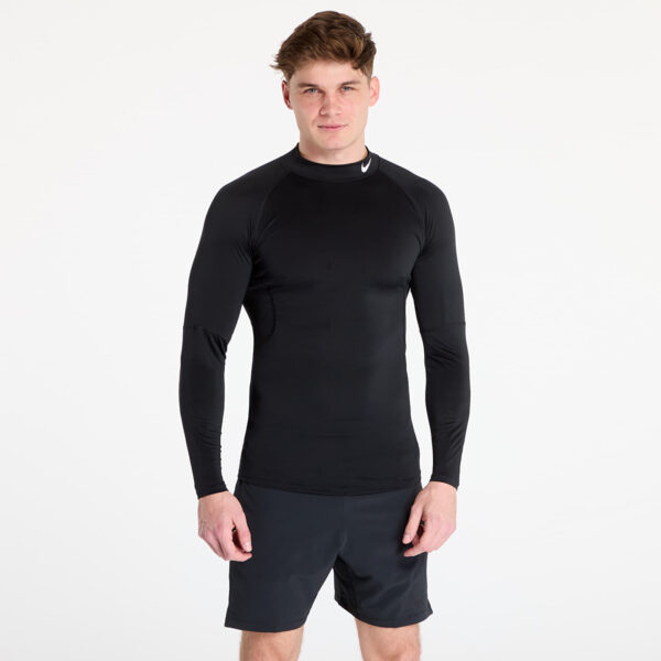 Trikó Nike Pro Men's Dri-FIT Fitness Mock-Neck Long-Sleeve Top Black/ White L-alacsony-ár