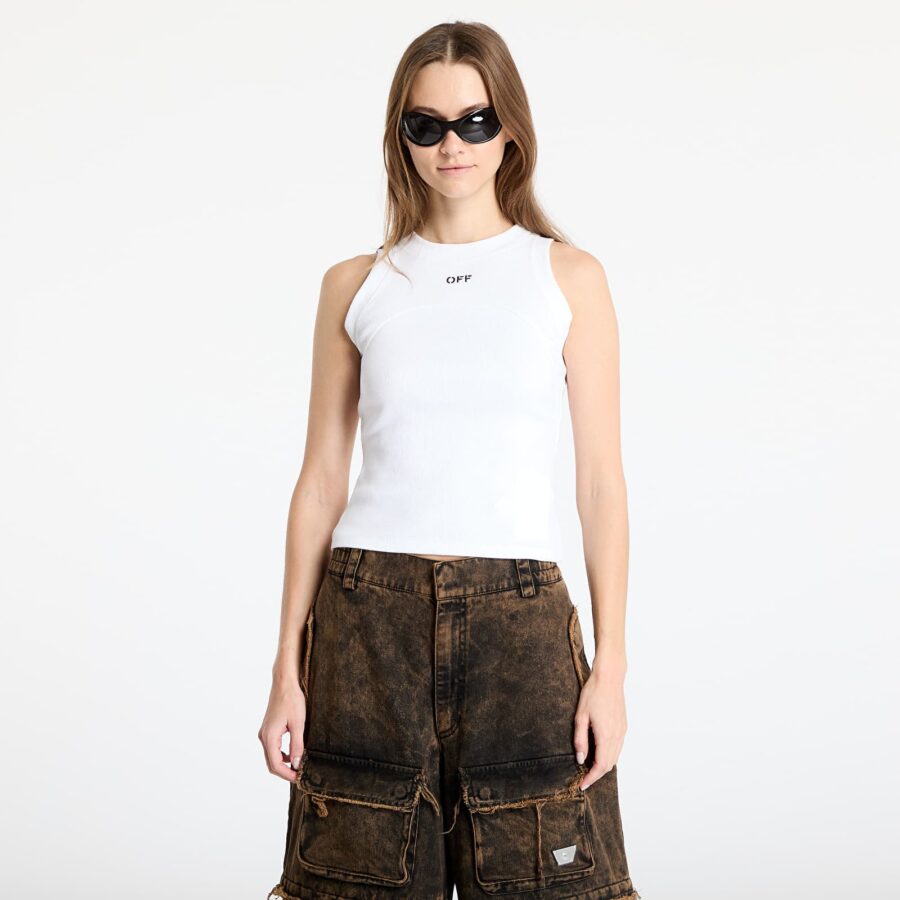 Trikó Off-White Off Stamp Rib Round Tank Top White/ Black M-alacsony-ár