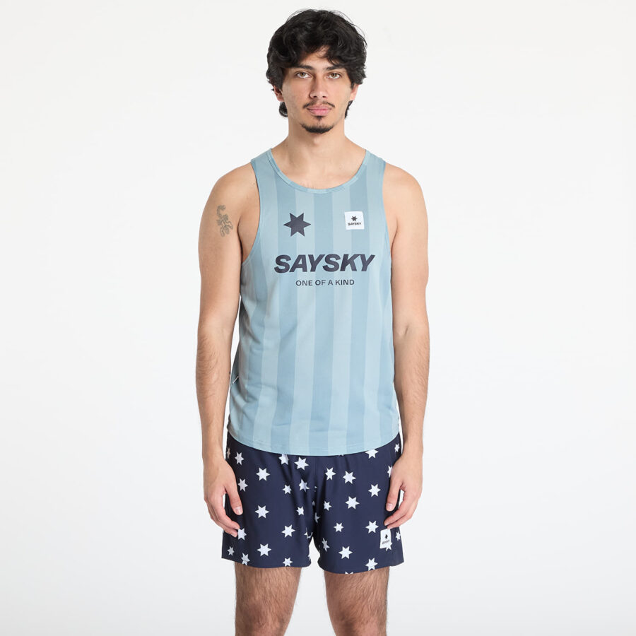 Trikó SAYSKY Stripe Combat Singlet Top Blue Aop S-alacsony-ár