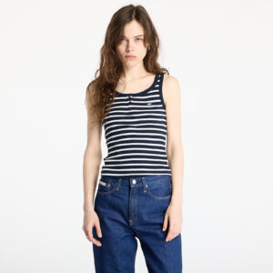 Trikó Tommy Jeans Slim Button Tank Blue M-alacsony-ár