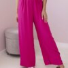 Trousers with a wide elastic waistband in fuchsia