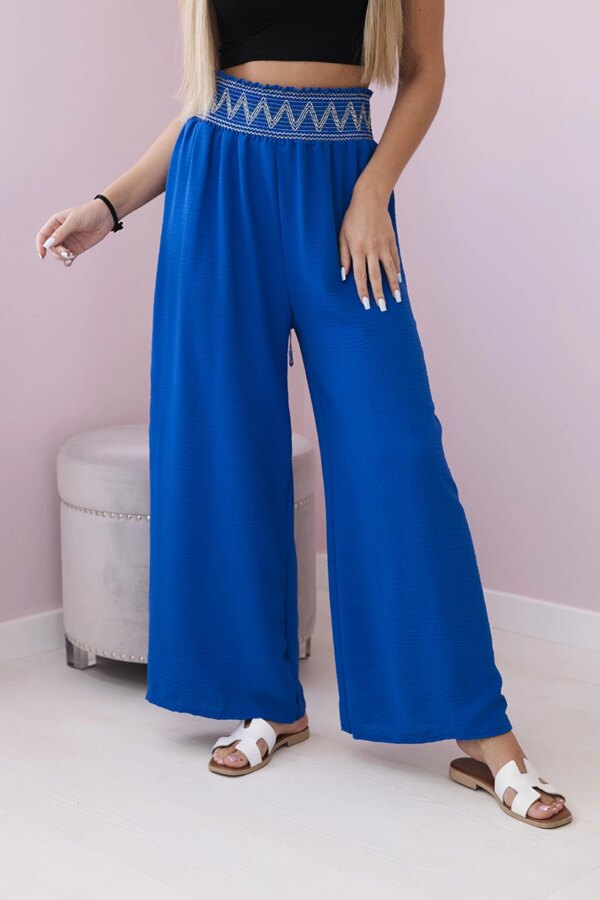 Trousers with wide elastic waistband cornflower blue