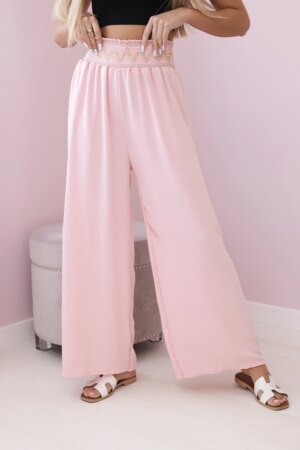 Trousers with wide elastic waistband powder pink