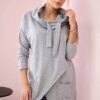 Tunic with a clutch on the front Oversize gray