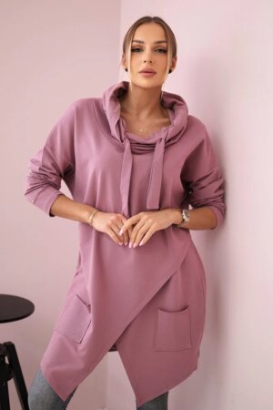 Tunic with clutch front Oversize dark pink