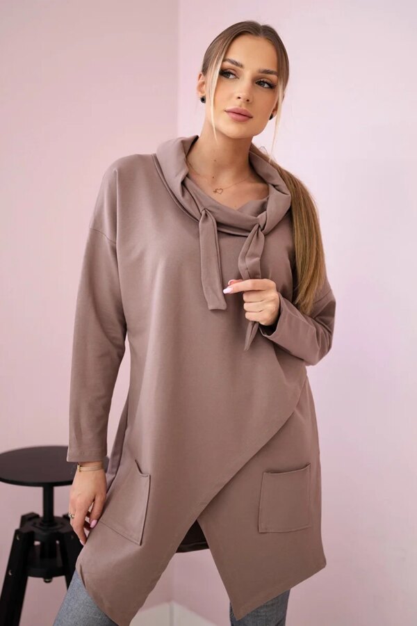 Tunic with clutch front Oversize mocca