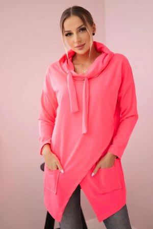 Tunic with clutch front Oversize pink neon