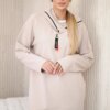 Tunic with zipper on hood Oversize beige