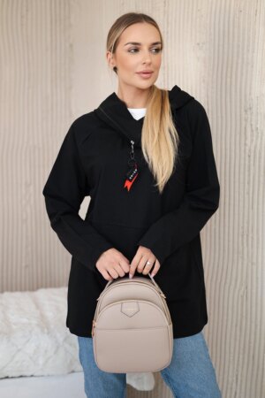 Tunic with zipper on hood Oversize black Tunic with zipper on hood Oversize black