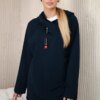 Tunic with zipper on hood Oversize dark blue
