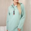 Tunic with zipper on hood Oversize dark mint