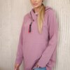 Tunic with zipper on hood Oversize dark pink