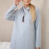 Tunic with zipper on hood Oversize gray
