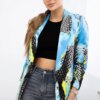 Turecki Cotton jacket with a colorful print blue