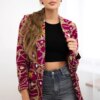 Turecki Cotton jacket with a colorful print dark purple