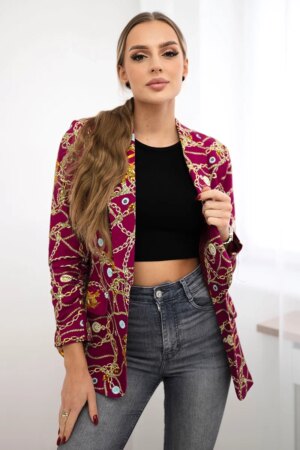 Turecki Cotton jacket with a colorful print dark purple