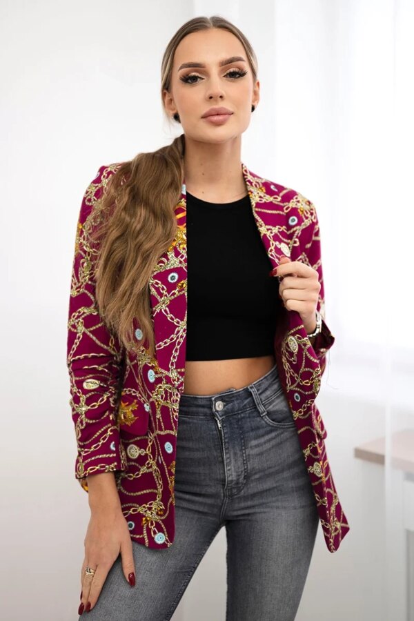 Turecki Cotton jacket with a colorful print dark purple