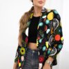 Turecki Cotton jacket with a colorful print ecru+black