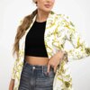 Turecki Cotton jacket with a colorful print ecru+yellow