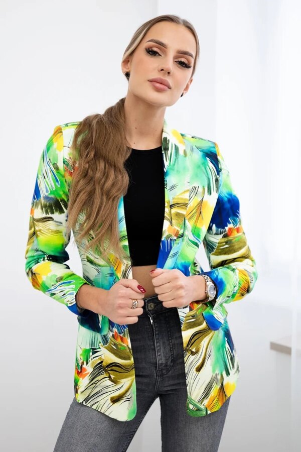 Turecki Cotton jacket with a colorful print green