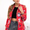 Turecki Cotton jacket with a colorful print raspberry