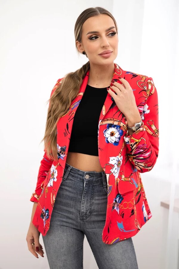 Turecki Cotton jacket with a colorful print raspberry