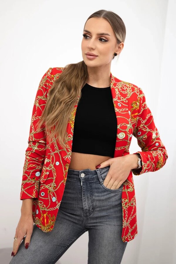 Turecki Cotton jacket with a colorful print red