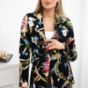 Turecki Printed cotton jacket with a button black+camel