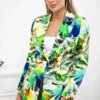 Turecki Printed cotton jacket with a button green
