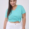 Turquoise V-neck blouse Blue Shadow