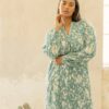 Turquoise-white women's patterned dress Fransa - Women's