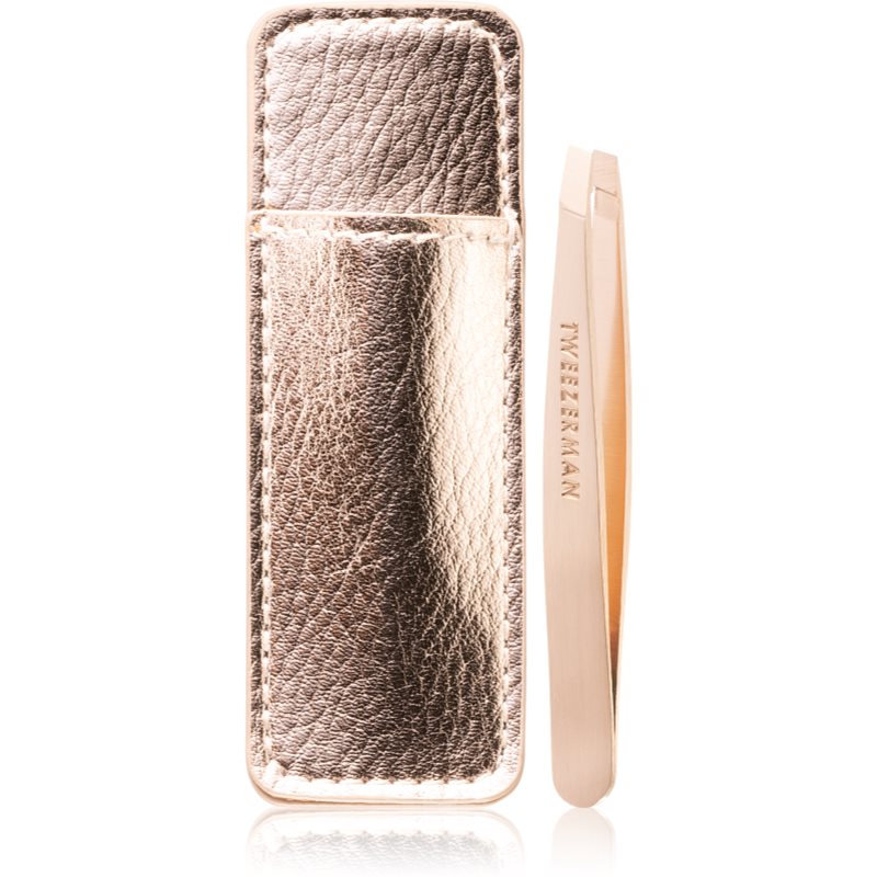 Tweezerman Mini Slant Rose Gold ferde végű szemöldökcsipesz mini utazó tokkal 1 db-Ár