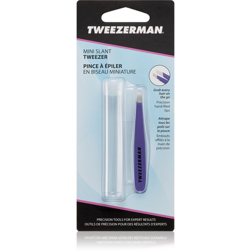 Tweezerman Mini Slant ferde végű szemöldökcsipesz mini utazó tokkal Lavender 1 db-Ár