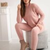 Two-piece set of alpaca sweaters dark powder pink