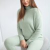 Two-piece set of dark mint alpaca sweaters