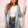 Two-tone cape with hood mint+gray