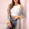 Two-tone cape with hood mustard+gray