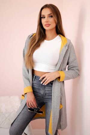 Two-tone cape with hood mustard+gray Two-tone cape with hood mustard+gray