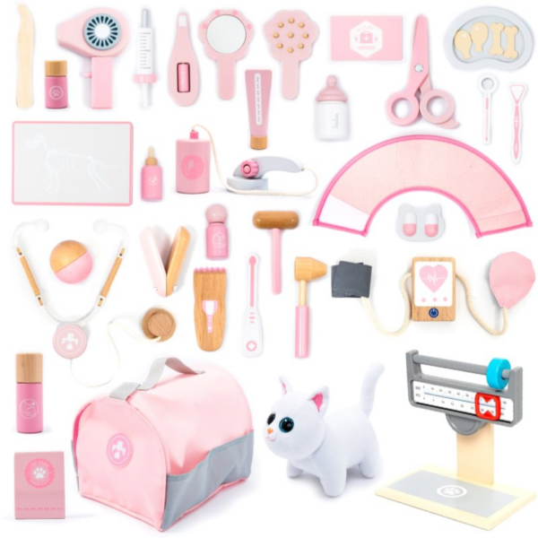 UMU Toys Veterinary set interaktív játék fából készült Pink 3y+