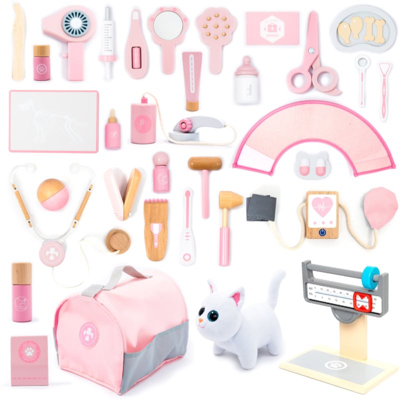 UMU Toys Veterinary set interaktív játék fából készült Pink 3y+