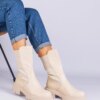 UR/CEO Beige ankle boots with a textile insert Santorini